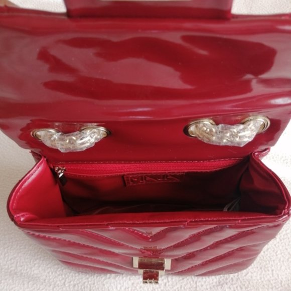 Maja Red Chevron Purse with Double Gold Chain - Picture 8 of 17